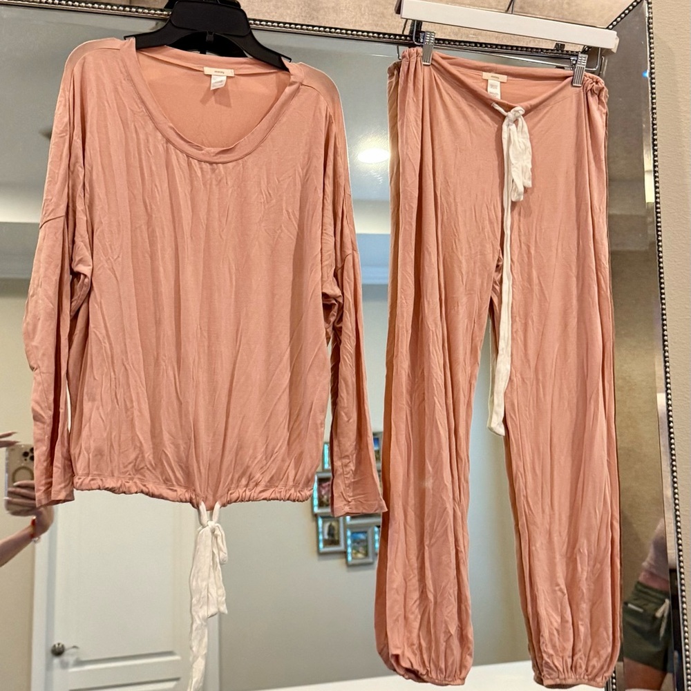 Eberjey Blush Pajama Set with Cream Ties